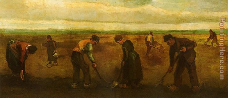 Farmers Planting Potatoes painting - Vincent van Gogh Farmers Planting Potatoes art painting